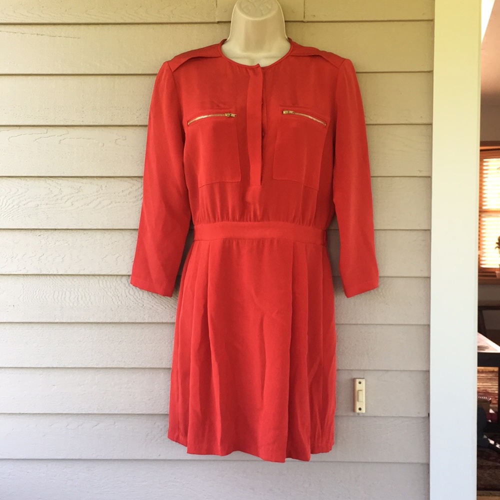 Theory Fire Engine Red silk dress